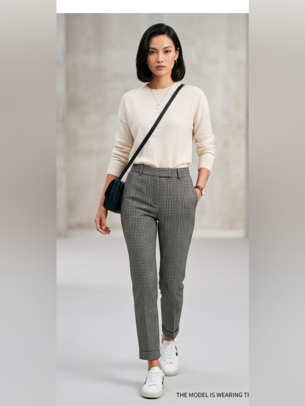 Massimo Fabbro Italy Checkered Pull-On Stretch Crop Pants, Size 6